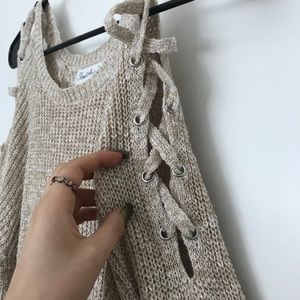 Big lace sleeve sweater